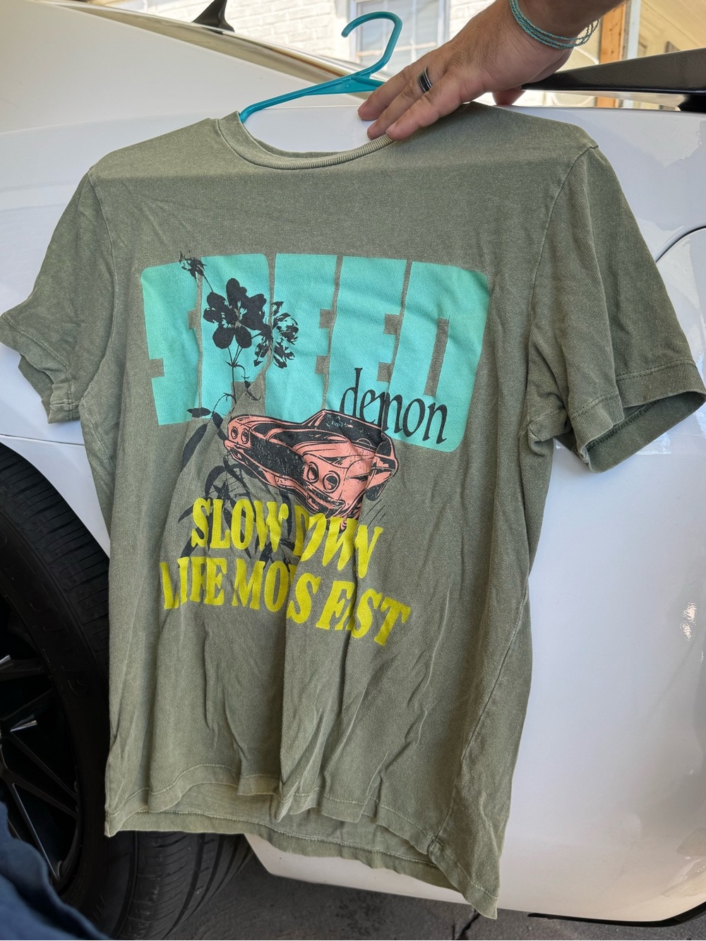 Pacsun Speed Demon “Slow down life moves fast” Graphic Tee Size Small
